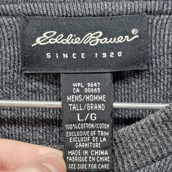 Eddie Bauer Mens Large Tall Grey Black Colorblock Striped Crewneck Sweater - Picture 3 of 8